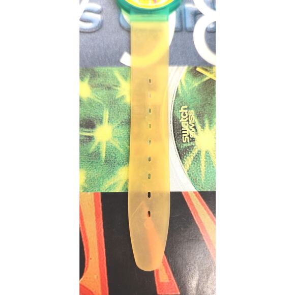 Vintage Coca-Cola Watch Lemon Dial Green See-through case made by Swatch NEW - Picture 4 of 11